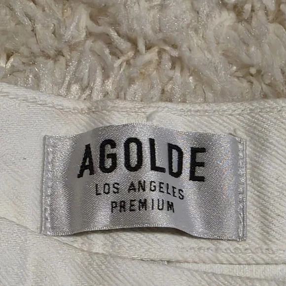 AGOLDE LOS ANGELES Premium Highrise Loose Fit White Distressed Jeans Sz. 28X29 - Picture 4 of 8